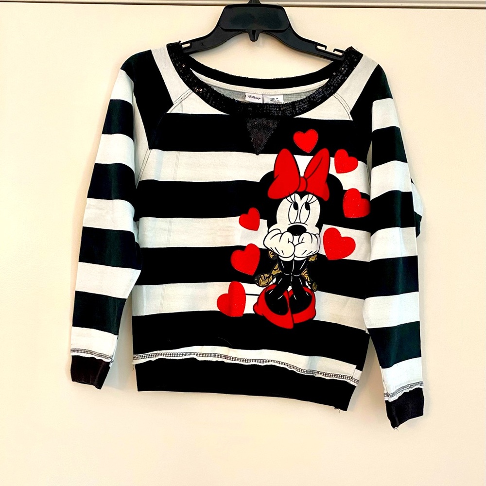 Disney Minnie Mouse Girls Top 14 Sequin Neckline